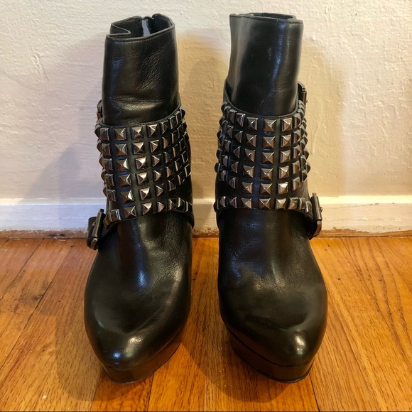 Michael Kors Leather Platform Stiletto Boots Detachable Studded Harness Sz 8.5 - Picture 4 of 16